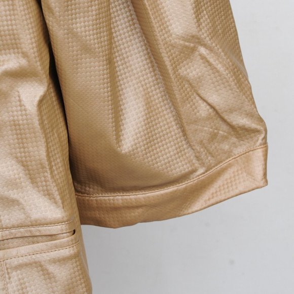 VERTIGO Paris Gold Polyurithane Square Print Double Breasted Trench Coat Women L - Picture 3 of 8